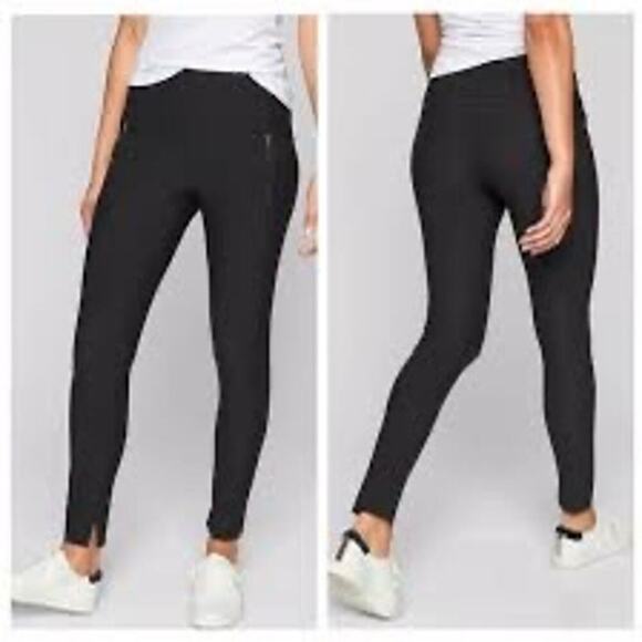 Athleta Stellar Tight Pull On Leggings Black Sz M City Travel Commute 870815 - Picture 1 of 12